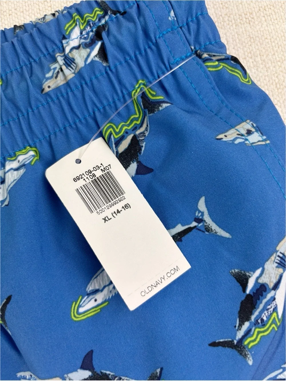 Old Navy Blue Boys' Swim Trunks with Shark Print size XL(14-16)